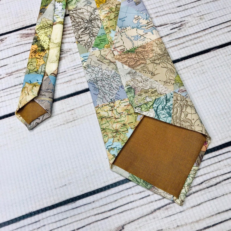 World Map Necktie, Map accessory, World traveler gift, map collage, geography gift, teacher tie, teacher gift, map art, map print image 5