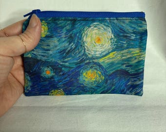 Bolsa con cremallera de noche estrellada, regalo de noche estrellada, tarjetero de Van Gogh, regalo de Van Gogh, monedero con pintura, regalo de Navidad.