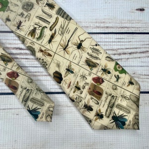 Entomology tie, Science tie, bug necktie, eclectic, biology necktie, natural science, insect tie, specimen drawings, encyclopedia catolog