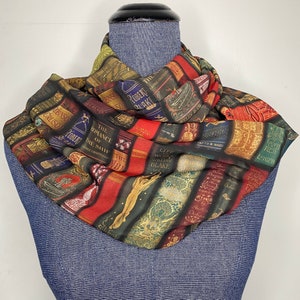 Book scarf, literary gifts, infinity scarf, book lovers gifts, chiffon scarf, book club gifts, library gift