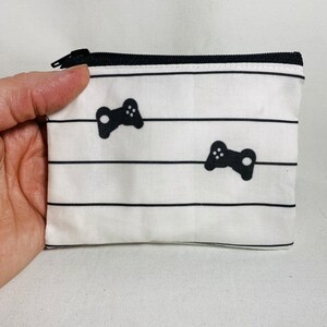 Monedero con cremallera para videojuegos, tarjetero de rayas, monedero en blanco y negro, monedero para mando de videojuegos, monedero para videojuegos