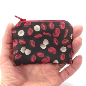 blood cell zipper pouch, card wallet, platelet coin purse, medical walet, case, blood platelet, phlebotomist accessory, bloody pouch