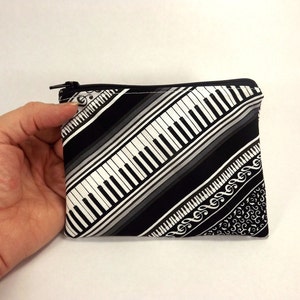 Piano zipper pouch, music coin purse, music gift, card wallet, music zipper pouch, piano purse