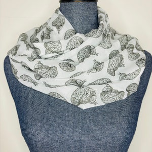 Brain scarf, neurology scarf, neurologist gift, white coat ceremony accessory, Doctor scarf, brain drawing, neuroscience gift