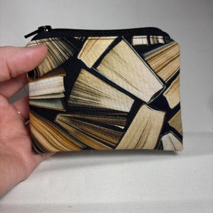 Book zipper pouch, book lover gift, librarian gift, bibliophile gift, Book cover gift, book card wallet, book coin purse, book gift,