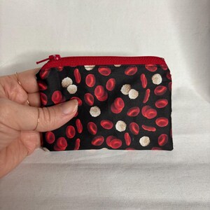 blood cell zipper pouch, white blood cell, card wallet, platelet coin purse, medical walet, blood platelet, phlebotomist accessory