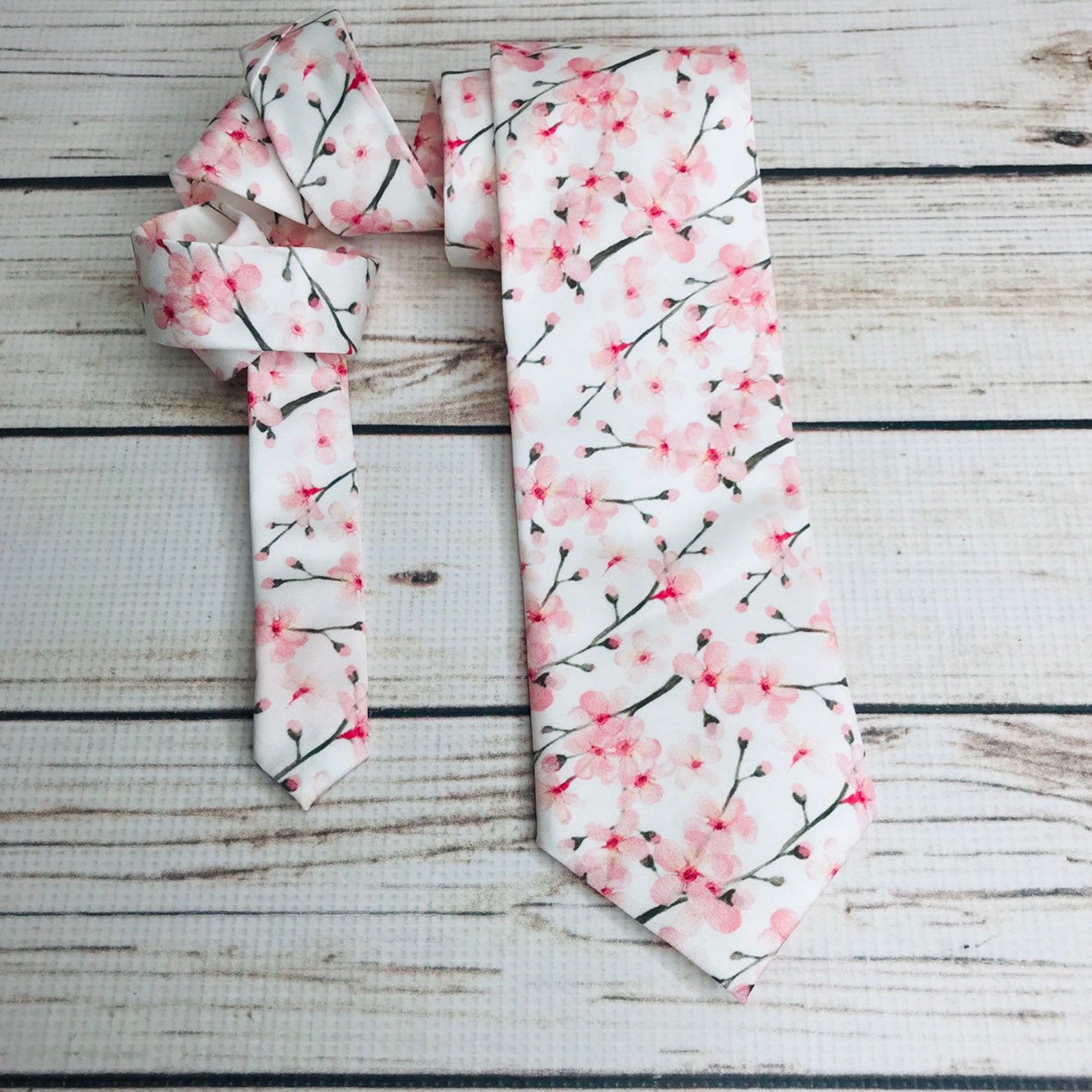 Cherry Blossom Tie Pink Floral Tie Necktie Cherry Blossom - Etsy