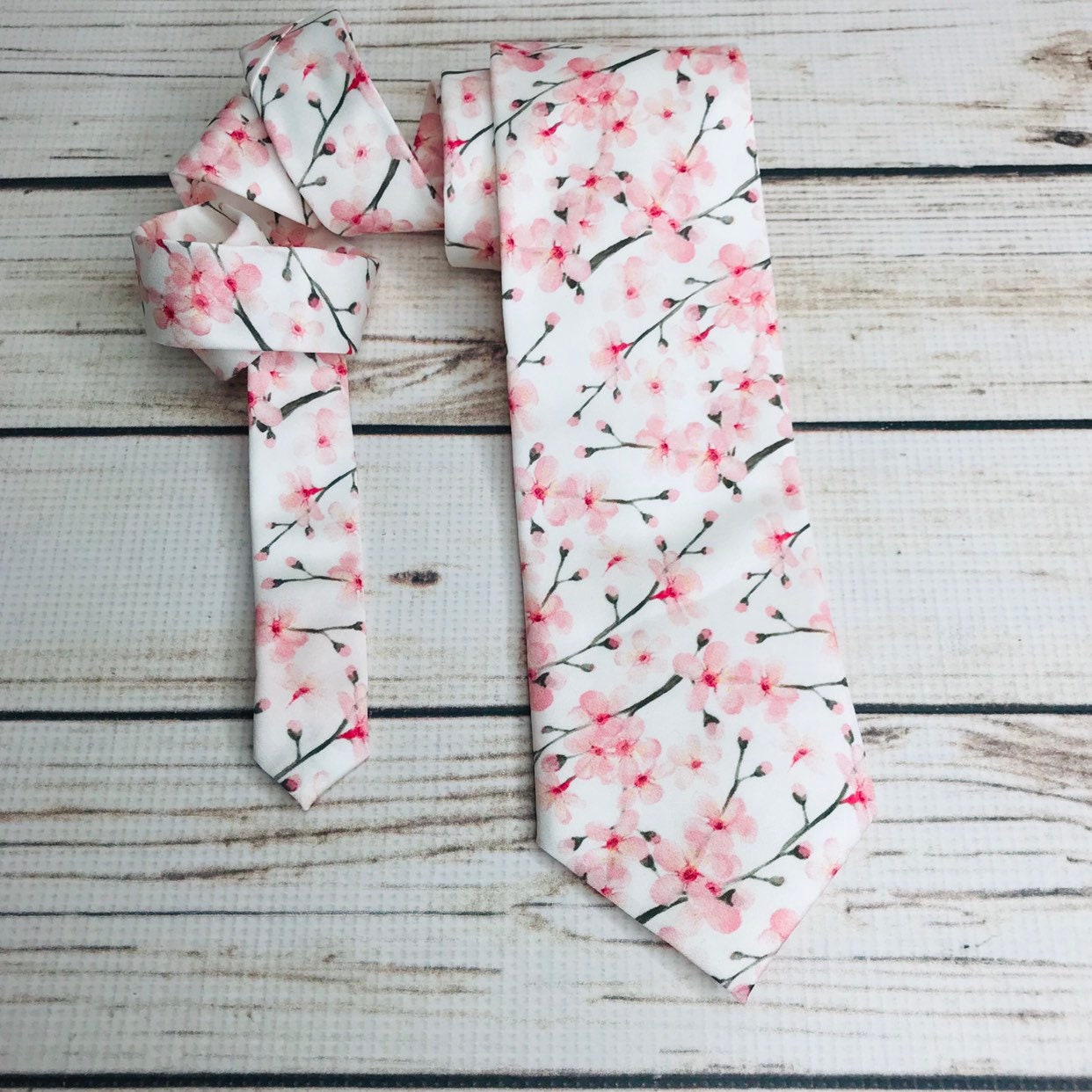 Cherry Blossom Tie, Pink Floral Tie, Necktie, Cherry Blossom