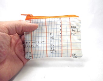 accounting zipper wallet, math zipper pouch, coin purse, graph paper coin bag, math teacher, lunch money bag