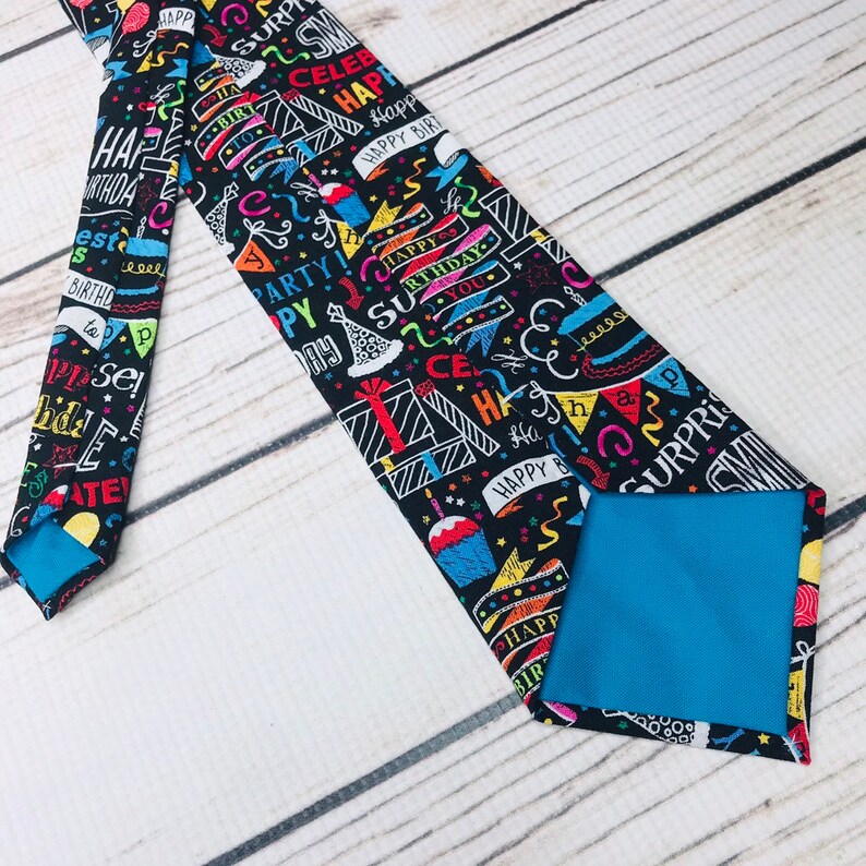 Celebration necktie mens birthday party birthday gift Party tie Birthday tie birthday party accessory Happy Birthday tie