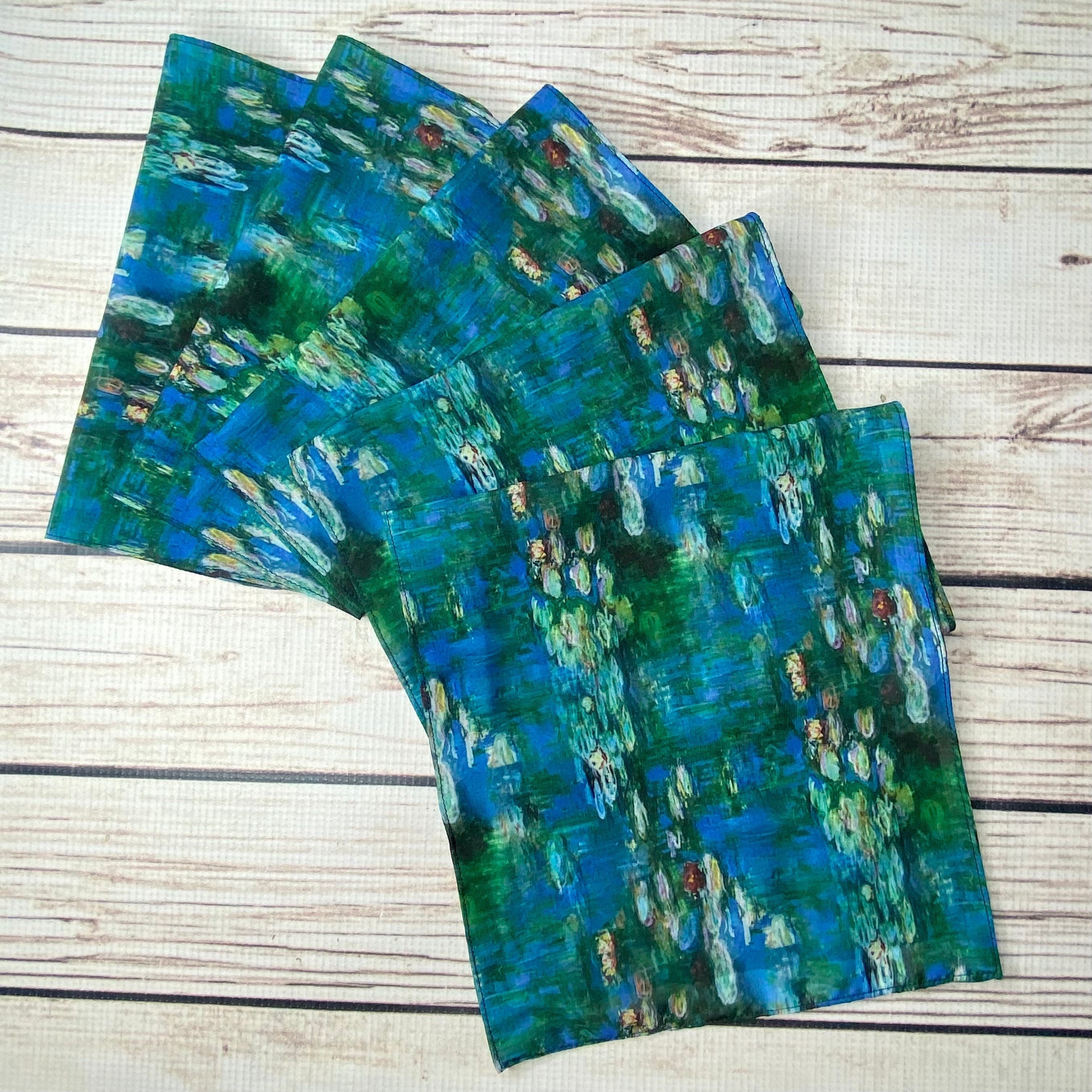 Monet Waterlilies scarf, Claude Monet waterlilies, chiffon scarf, Monet Art gift, oblong scarf, art teacher gift, flat scarf, painting scarf