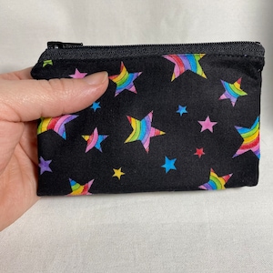 Monedero con cremallera de estrella de arcoíris, tarjetero de estrella, monedero de arcoíris, regalo de estrella, monedero de arcoíris, monedero