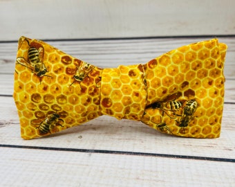 Honey Bee bowtie, Beehive bowtie, spelling bee accessory, adult bowtie