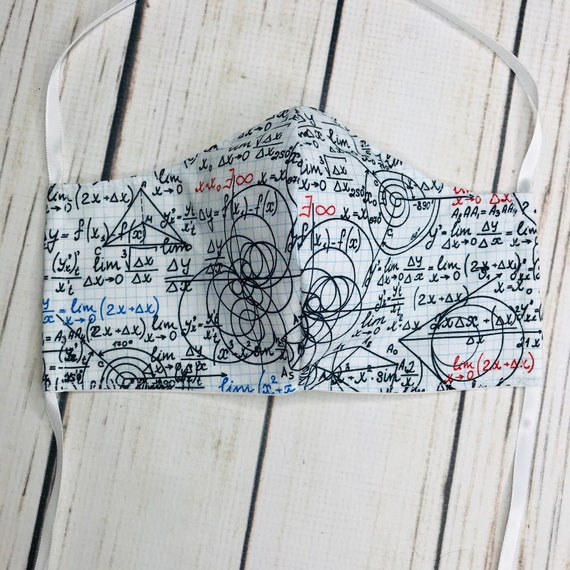 Math Face Mask Math Equations Mask 100 Cotton Made in USA Etsy
