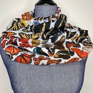 Butterfly Scarf, Infinity scarf, Entomology gift, chiffon scarf, biology teacher gift, entomology teacher, butterfly specimen collection