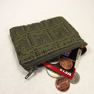 circuit board pouch, computer wallet, motherboard zipper pouch, circuit wallet, change purse, circuit coin purse, lunch money pouch image 2