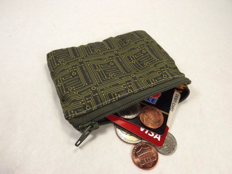 circuit board pouch, computer wallet, motherboard zipper pouch, circuit wallet, change purse, circuit coin purse, lunch money pouch image 2