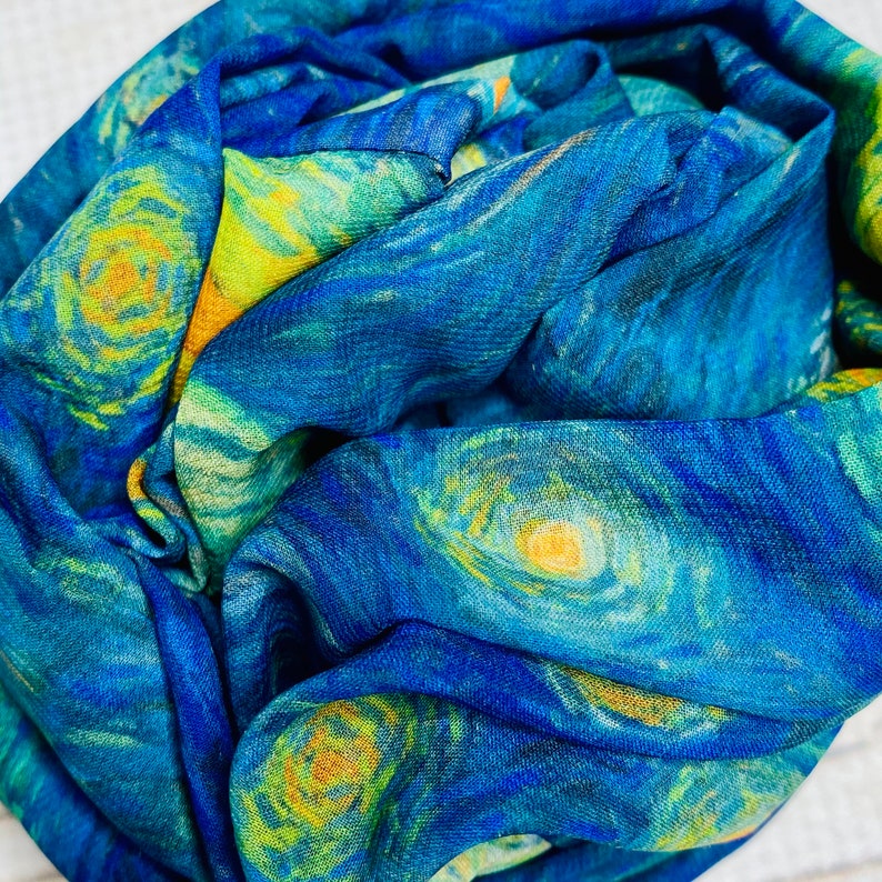 Starry Night scarf Vincent van Gogh Chiffon Infinity scarf | Etsy