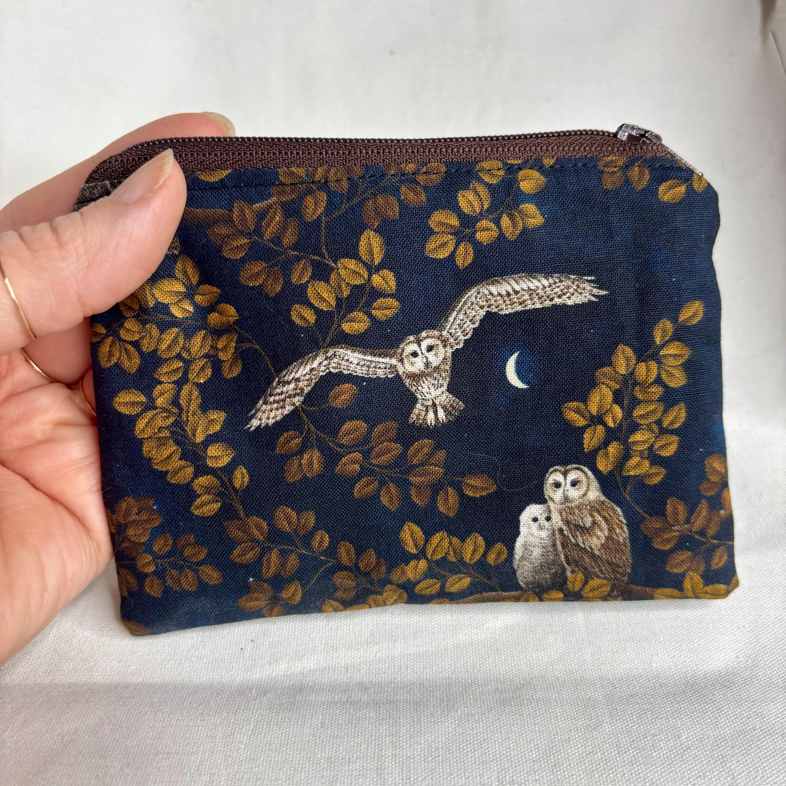 Autumn Owl Park Bench Small Women's Wallet - Vegan Leather With Zipper Coin Pocket - View #7
