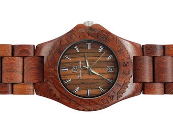 Reloj de madera - Grabado de reloj de madera - Reloj para hombre - Reloj para mujer - Reloj personalizado - Regalo de Navidad, boda o aniversario - Grabado láser personalizado - Zion