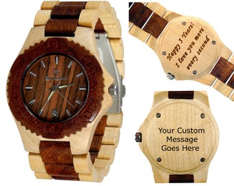Wooden watch-Wood watch engraving-Men's & Women's watch -Custom watch-Christmas-wedding-Anniversary gift-personal laser engraving - Gamma II