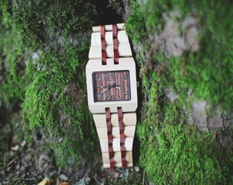Reloj de madera - Grabado de reloj de madera - Reloj de hombre - Reloj personalizado - Regalo de Navidad - Regalo de boda - Regalo de aniversario - Grabado láser personalizado - Rainier