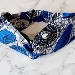 African Print Headband, Ankara Headband, Blue and Grey Colour Headband, African Head Wrap, Head Wrap, Headband, Yoga headband