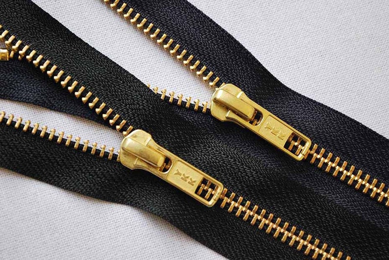 10 Ykk Closedend Brass Gold Metal Zip Black Zippers Etsy UK