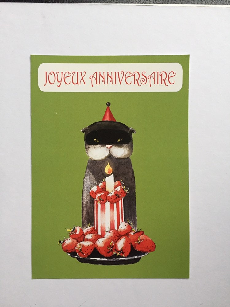 Carte Danniversaire Birthday Card Chatnoir Etsy