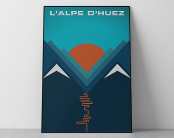 L'Alpe D'huez Art Print | Cycling | Mountain | Tour De France | Bicycle | Ski | France | Alps | Skiing | Sports Poster | Bike Gift