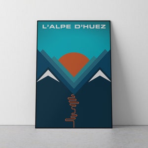 L'Alpe D'huez Art Print | Cycling | Mountain | Tour De France | Bicycle | Ski | France | Alps | Skiing | Sports Poster | Bike Gift