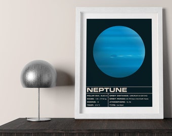Impression d'art Neptune | affiche de l'espace | Art de la galaxie | Planètes impression | Céleste | Système solaire | Infographie des planètes | Art de l'univers | Art de l'espace