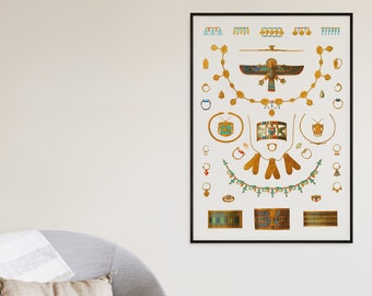Egyptian Jewelry Vintage Illustration Art Print | Living Room Poster | Egypt Home Decor | Egyptian Vintage Wall Art | Vintage Home Decor
