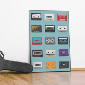 Mix Tapes Art Print | Cassette Tape | Mixtape | Tape Player | DJ | Retro | Minimalist | Music Geek | VHS | Musical Instrument | Graphic Art