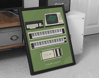 Fairlight Retro Sampler Art Print | Synth Poster | Synthesizer | Analog | Computer Monitor | 80s | Instrument | Minimalist | Home Studio