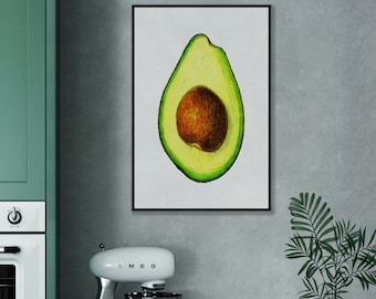 Avocado Vintage Illustration Art Print | Kitchen Poster | Home Decor | Kitchen Wall Art | Vintage Home Decor