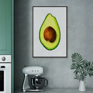 Avocado Vintage Illustration Art Print | Kitchen Poster | Home Decor | Kitchen Wall Art | Vintage Home Decor