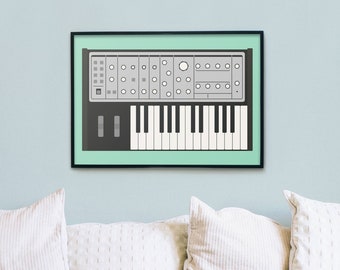 Moog Sub Phatty Art Print | Analog Synth | Vintage Graphic | Home Studio | Music | Keyboard | Musical Instrument | Musician | Mid Century