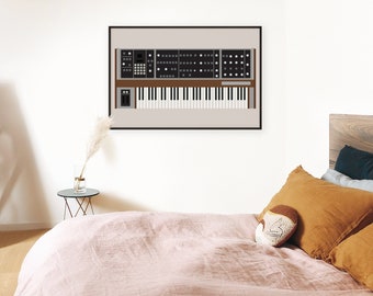 Memorymoog Art Print | Moog Analog Synth | Vintage Graphic | Home Studio | Music | Keyboard | Musical Instrument | Musician | Mid Century