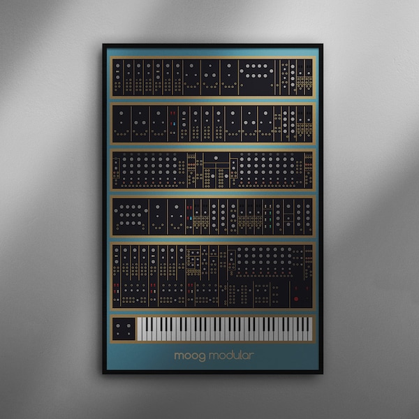 Moog Modulaire Art Print | Analoge Synth | Vintage grafisch | Home Studio | Muziek | Toetsenbord | Muziekinstrument | Musicus | Midden eeuw