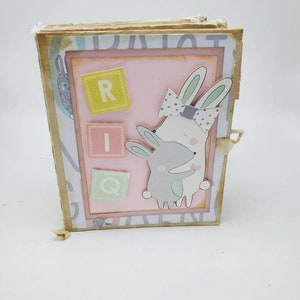 Baby girl memory photo book,  pastel colors, journal