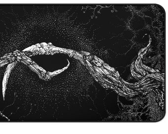 Noxius Dark Abstract Art Gothic Desk Mat Surreal Black and White Horror Roots Claws Mousepad