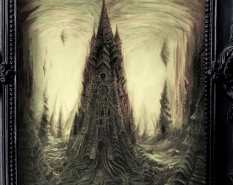 Degeneration Forge Dark Art Surreal SciFi Landscape 8x10 Poster Print Psychedelic Tower Apocalyptic Alien World