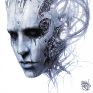 Cyborg Poster 11x14 Futurism Dark Sci Fi Cyberpunk Art Fantasy Robotic Android Dark Illustration