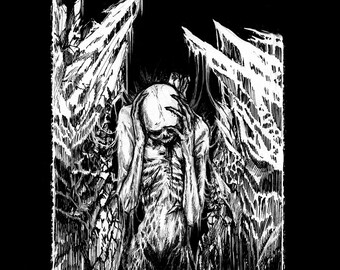 Skeletal 8x10 Gothic Prints Ink Drawing Print Death Metal Art Dark ...