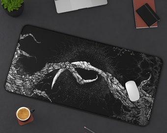 Noxius Dark Abstract Art Gothic Desk Mat Surreal Black and White Horror Roots Claws Mousepad