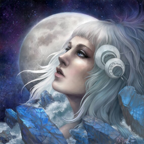 Moon Goddess Mousepad Print Pc Gaming Crystals Fantasy Etsy