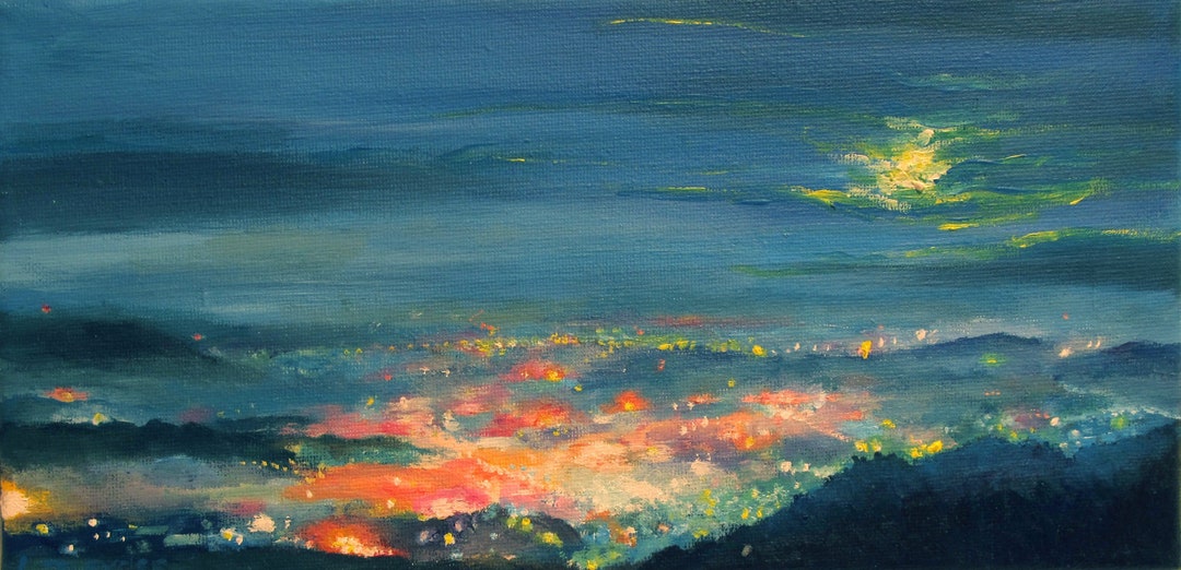 期間限定値下げ中 アクリル原画 F6サイズ 夜景アート モダンインテリア アートパネル 60×80 水晶絵 F021230 風水 錦鯉 壁掛けパネル 絵