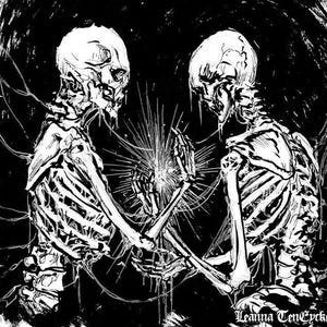 Gothic Macabre Skeleton Lovers Romantic Death Art Print 10x8 Giclee Black and white Ink