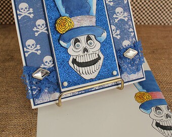 Skull and Top Hat - Handmade Greeting Card
